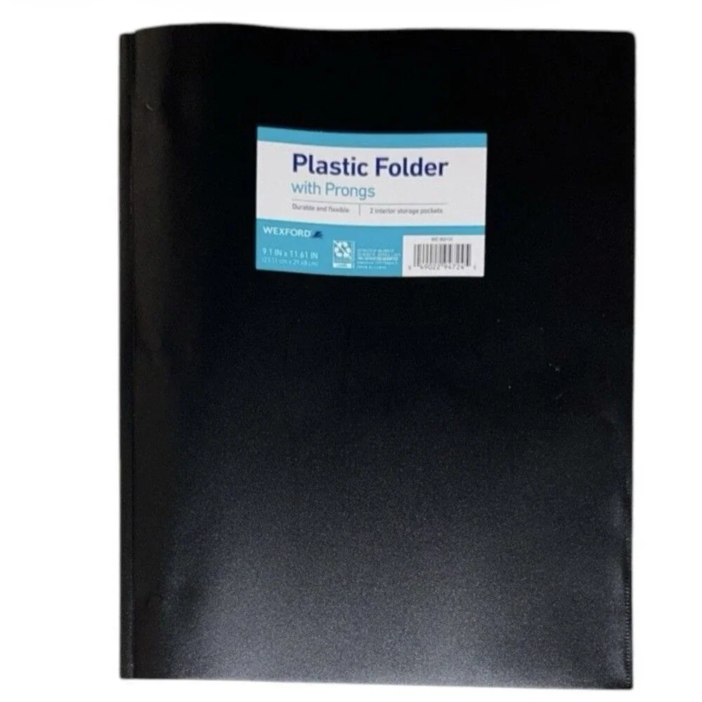 5x Wexford Plastic Folder w/ Prongs 2 Pocket 9.1x11.61